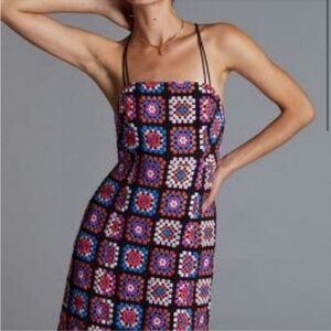 Anthropologie Multicolor Crochet Dress